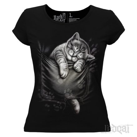 Cat in Pocket - Macska zseb mintában női póló