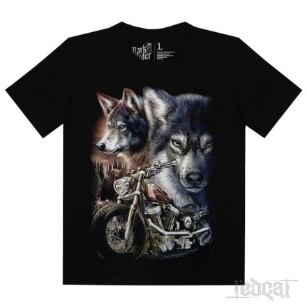 Wolves and bike - motoros póló