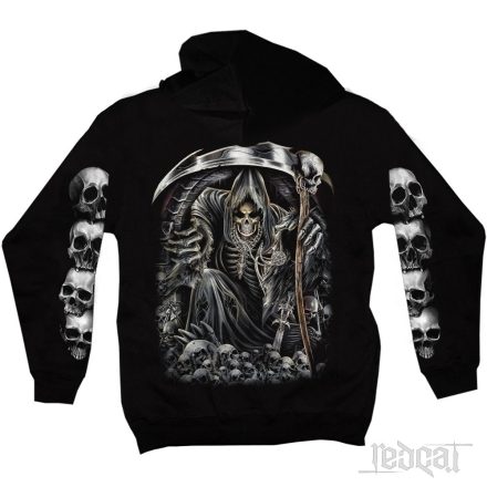 Grim Reaper & Skulls - Kaszás kapucnis pulóver