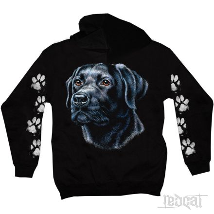 Fekete labrador kutyás kapucnis pulóver