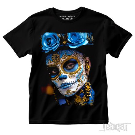 La Catrina Blue Calavera Skull póló