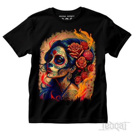 La Catrina Flaming Roses póló
