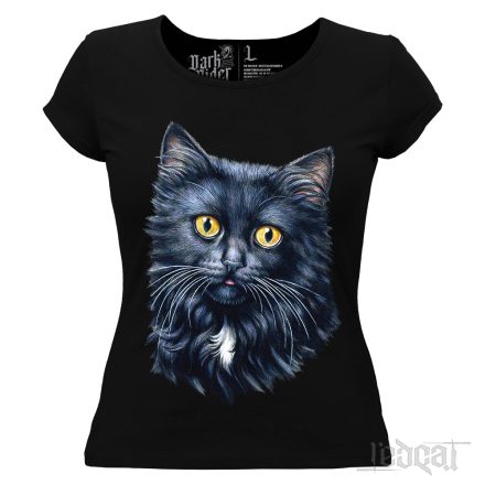 Fekete macskás női póló
