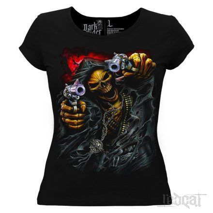 Guns and Skeleton - csontvázas női póló