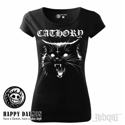Happy Daemon Cathory - macskás zenekaros női póló
