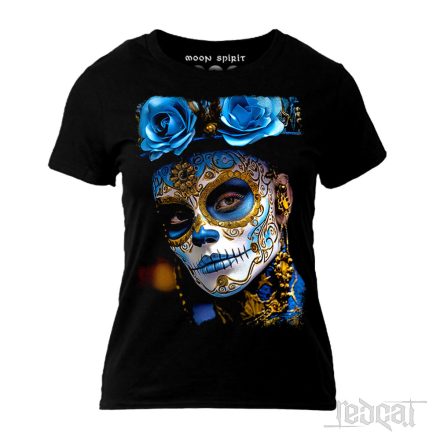 La Catrina Blue Calavera Skull női póló
